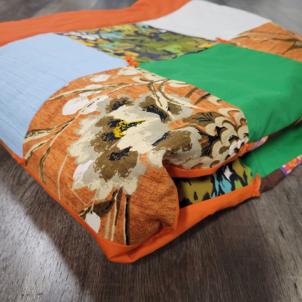 Vintage Handmade Patchwork Quilt Throw Blanket Colorful Unique Design 70x77‎